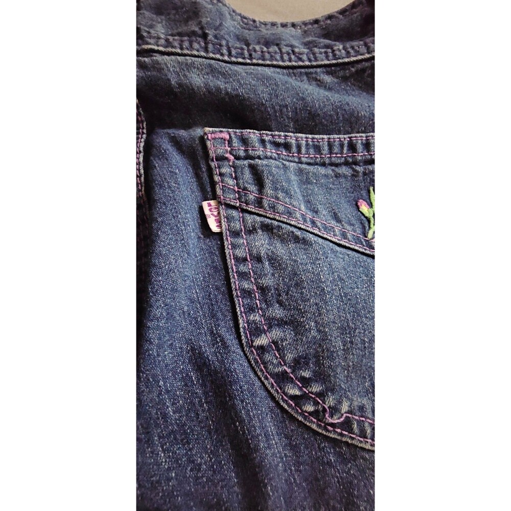 Vintage 70s Levi’s Pink Tab High Waist Wide Leg Jeans 28x30 Floral Embroidered - Picture 8 of 12